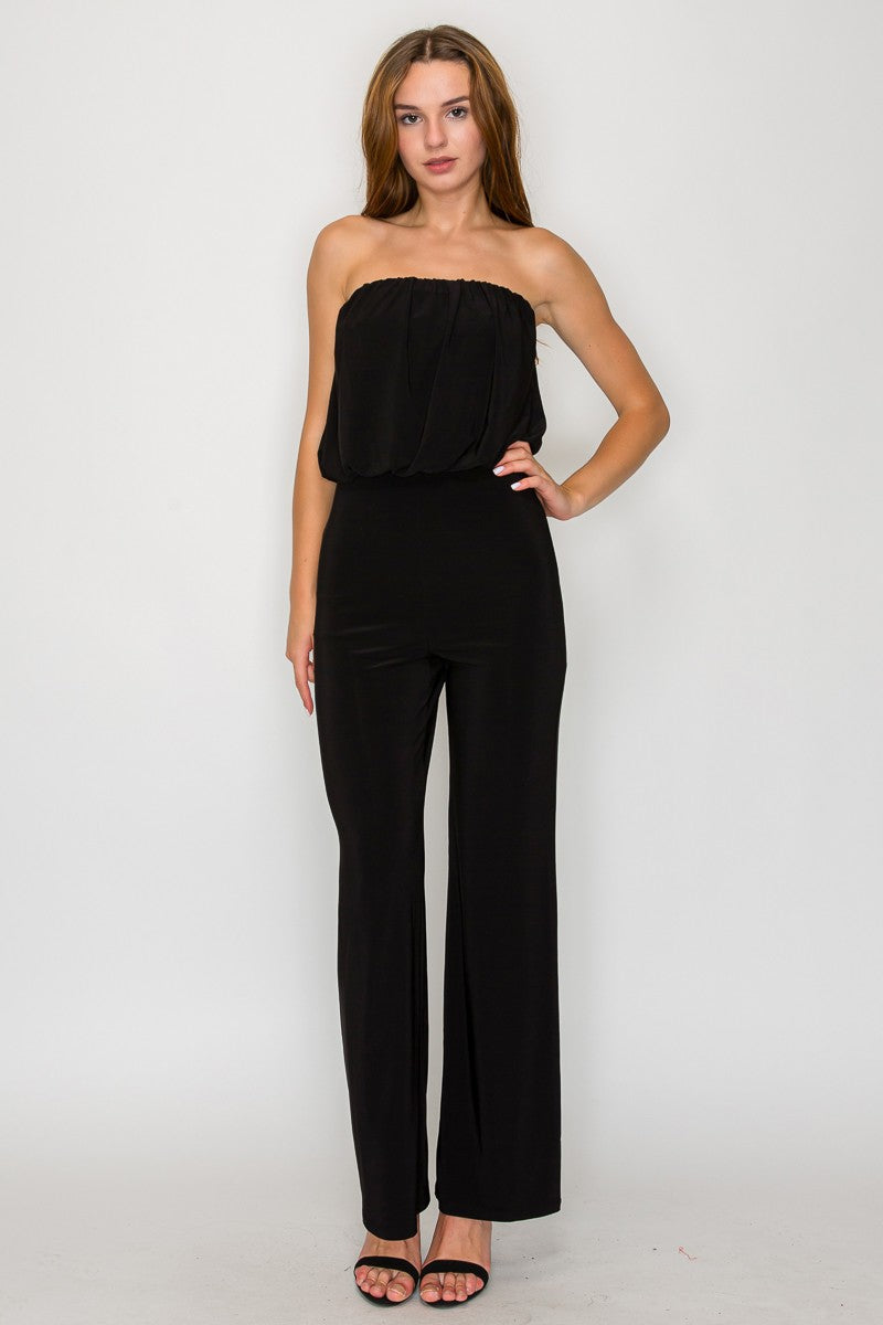 Strapless wide leg jumpsuit