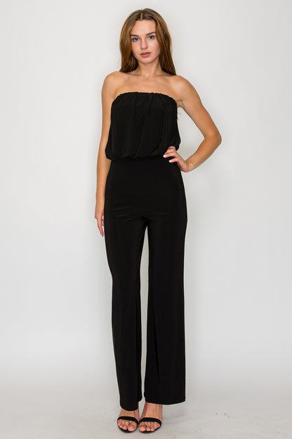 Strapless wide leg jumpsuit
