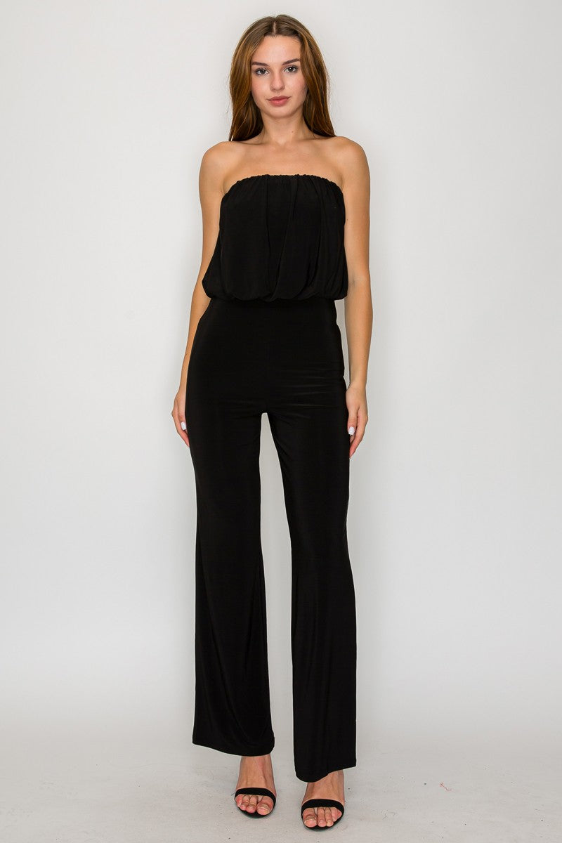 Strapless wide leg jumpsuit
