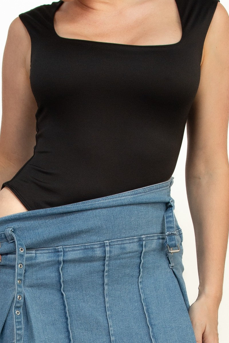 Square Neck Double Layer Bodysuit