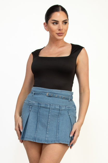 Square Neck Double Layer Bodysuit