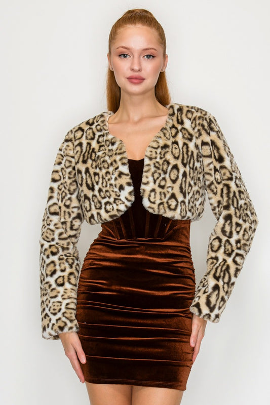 crop faux fur jacket