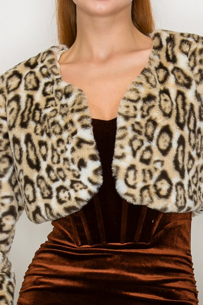 crop faux fur jacket