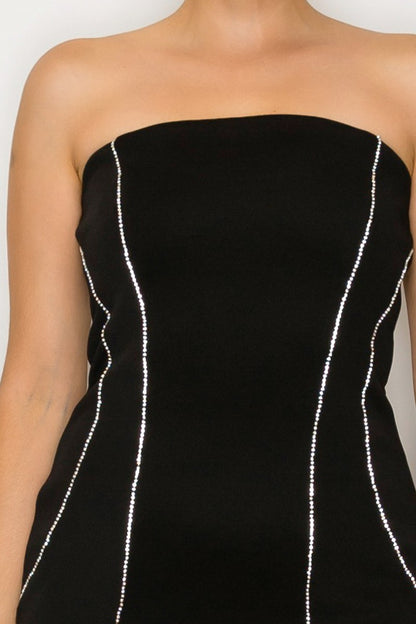 rhinestone strapless mini dress