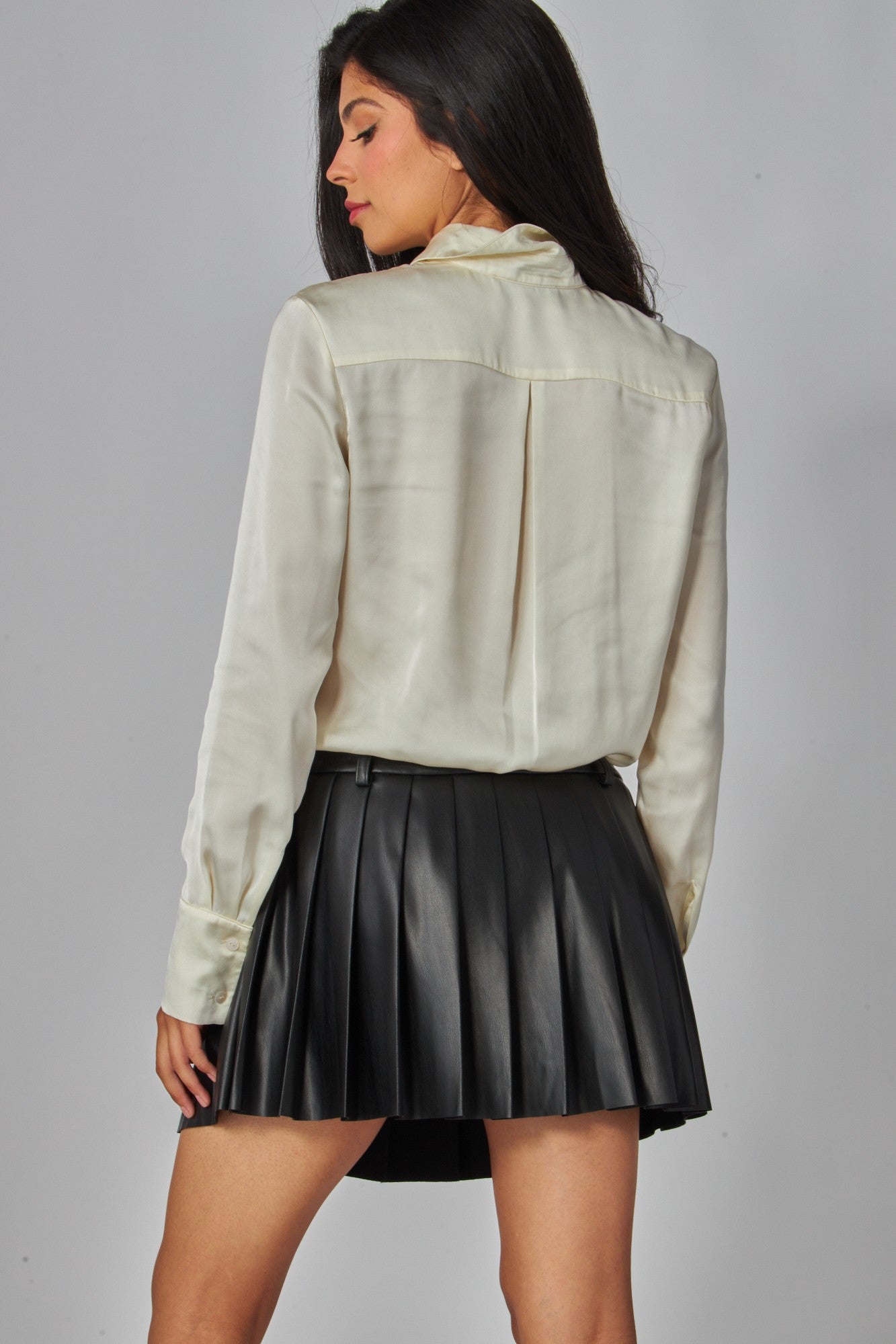 faux leather pleated mini skort