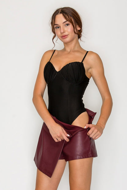 Ruched Bust Sweetheart Bodysuit