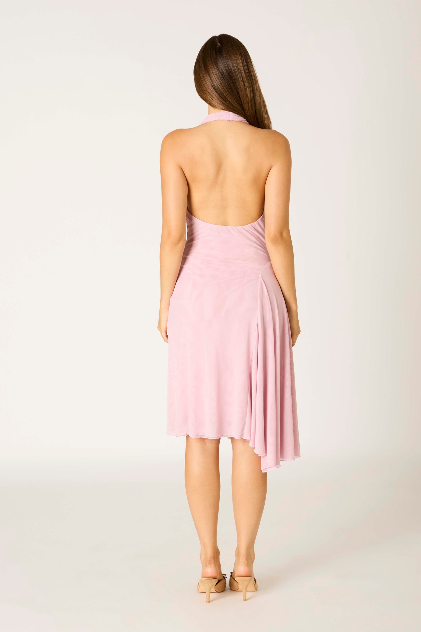 Cowl neck halter midi dress
