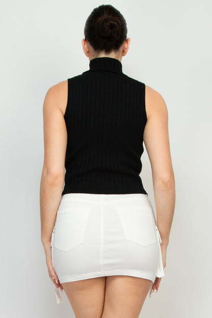 Sleeveless Turtleneck Sweater Top