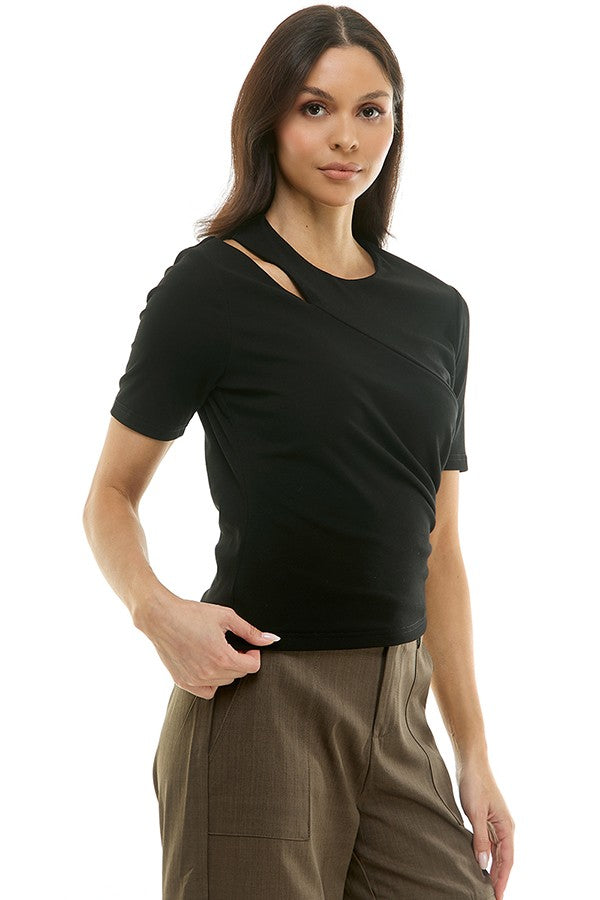 short sleeve cut out top