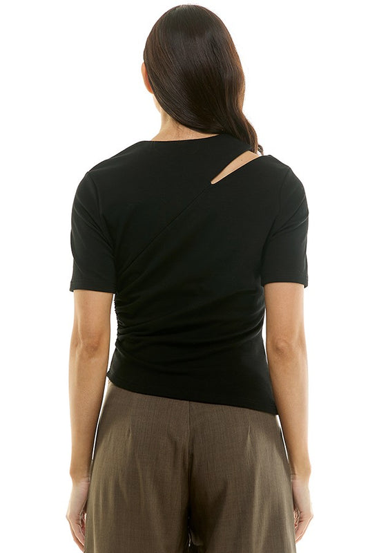 short sleeve cut out top