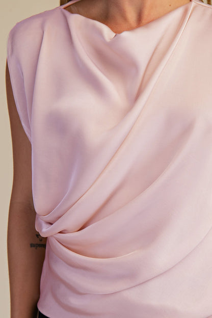 Drappy Neck Side Gathering Detail Top