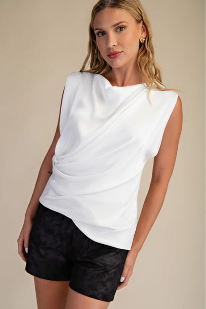 Drappy Neck Side Gathering Detail Top