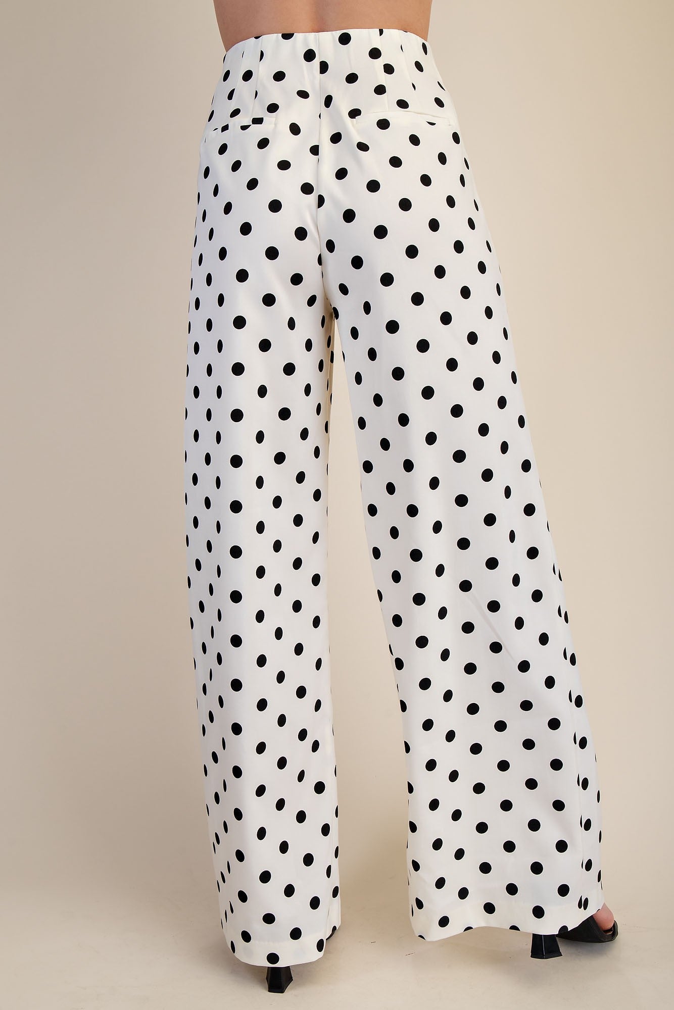 Polka Dot Pleated High-waisted Wide Pants