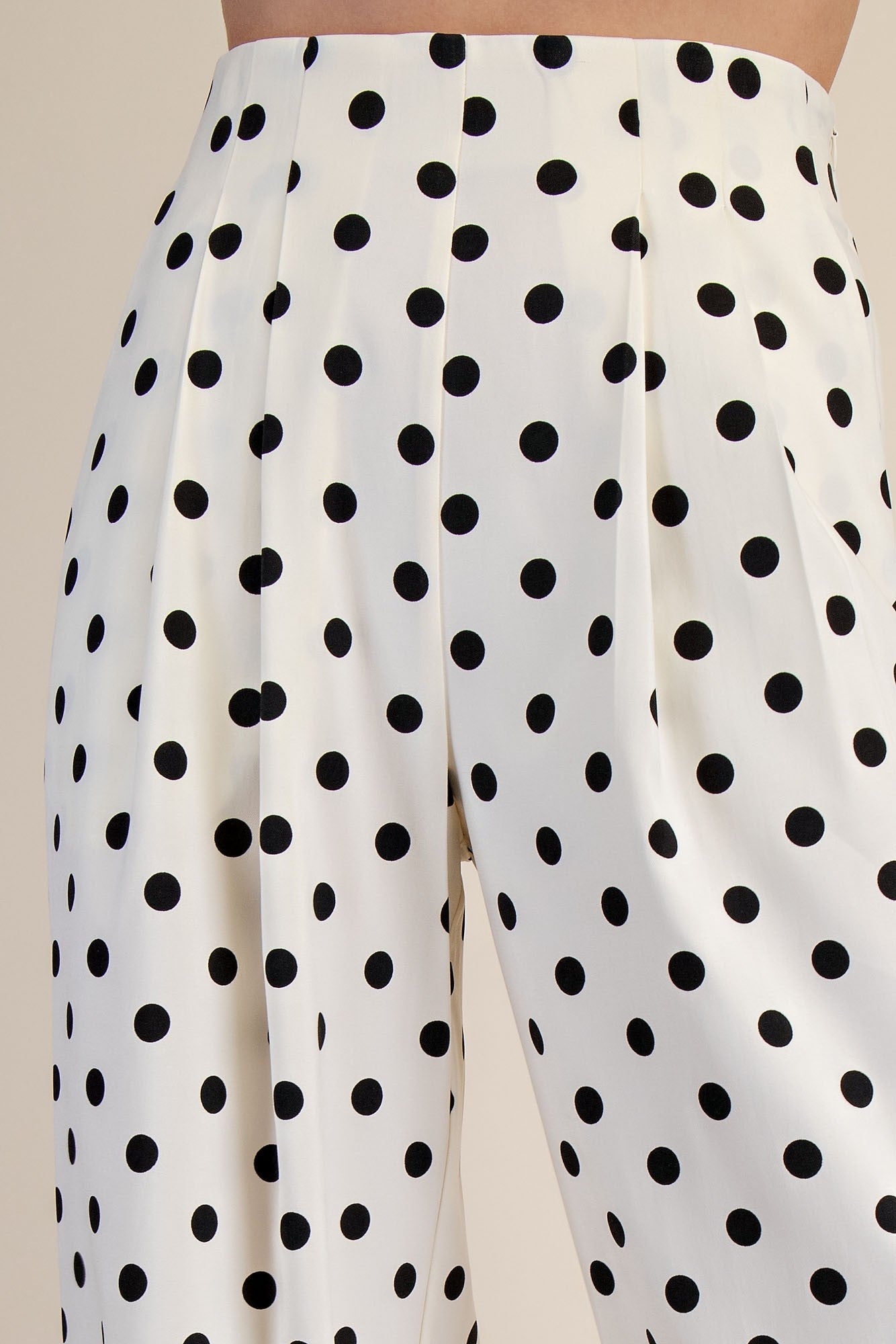Polka Dot Pleated High-waisted Wide Pants