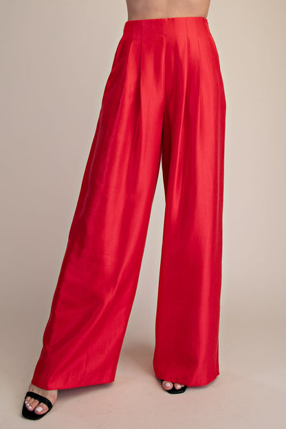 Pleated High-waisted Wide Pants