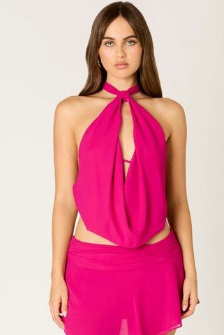 cowl open back halter top