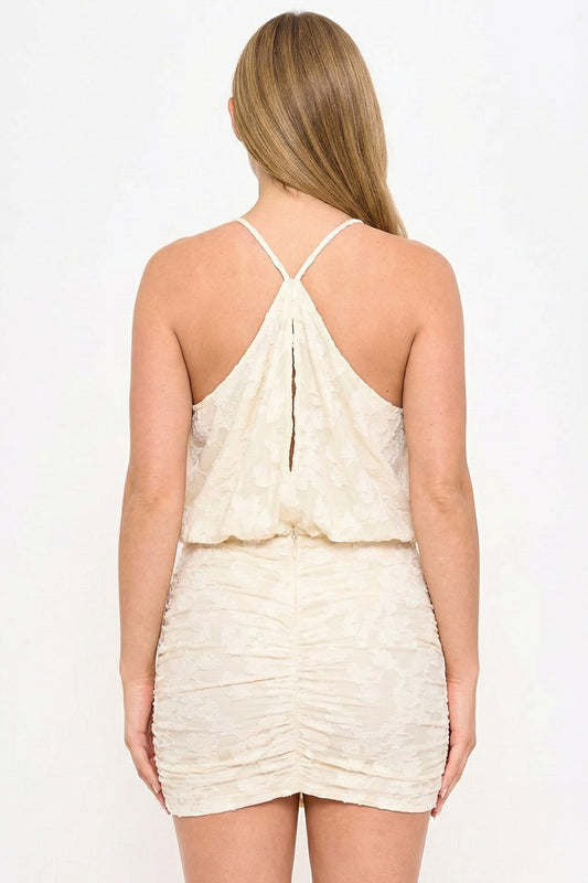 Jacquard Textured Patterned Mini Dress