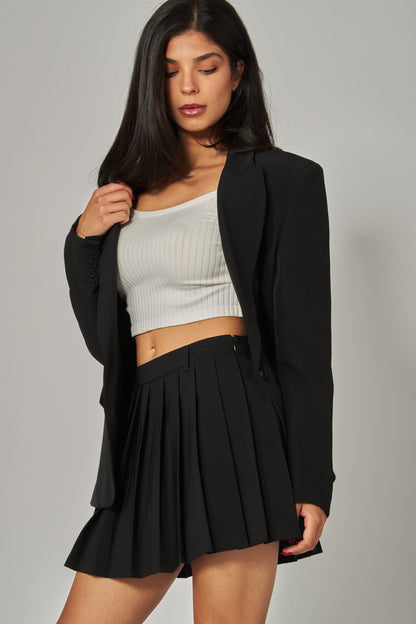 Pleated Woven Mini Skirt