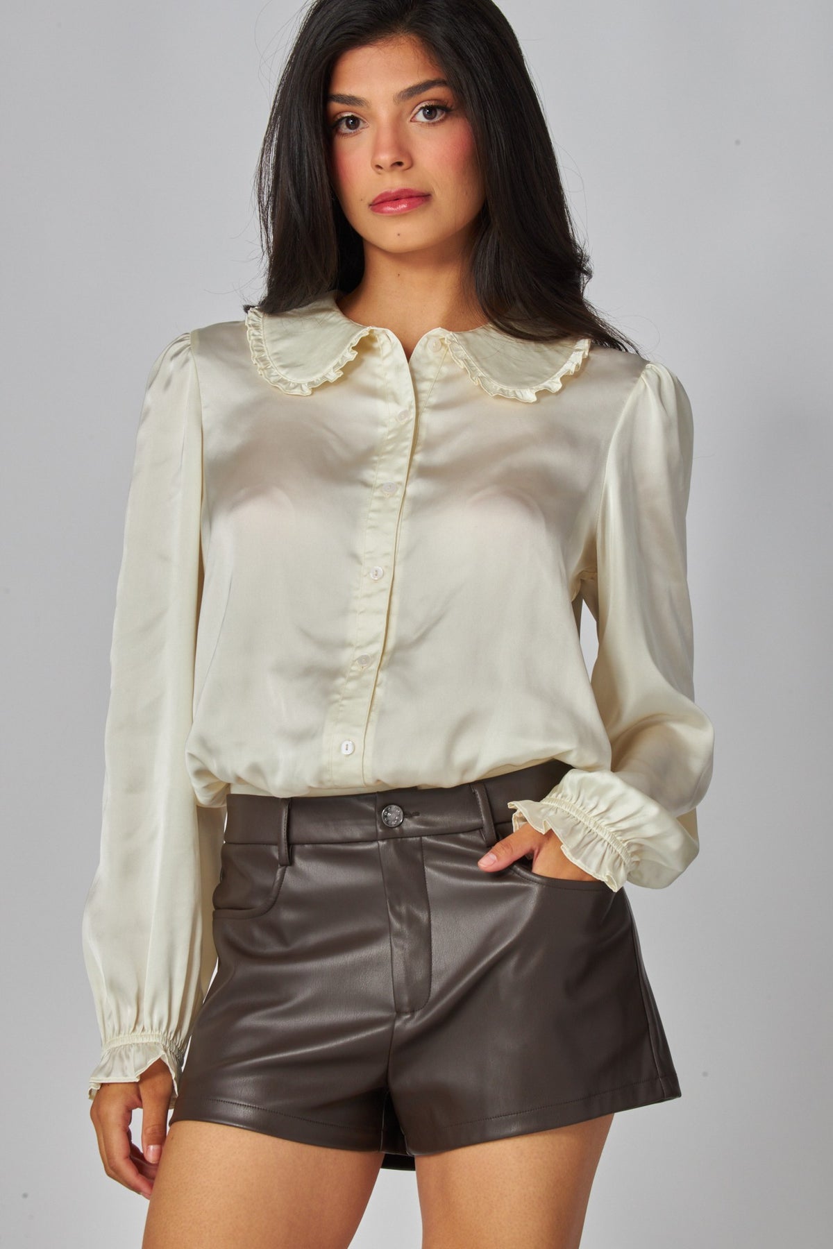 faux leather high waist shorts