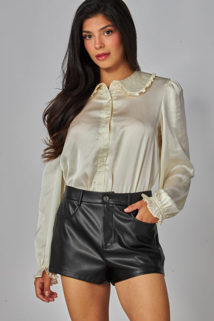 faux leather high waist shorts