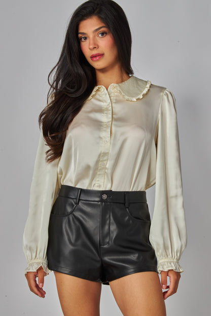 faux leather high waist shorts