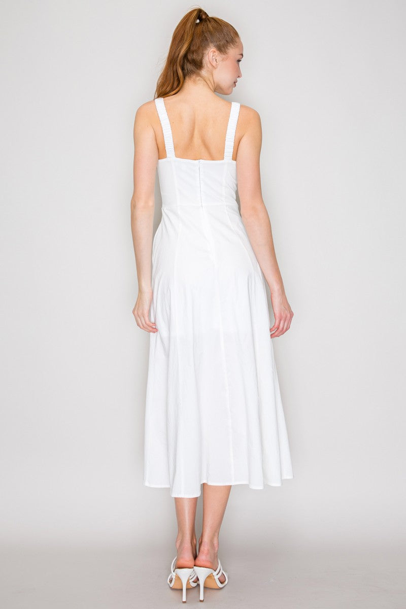 Sleeveless Lace Slitted Mid Dress