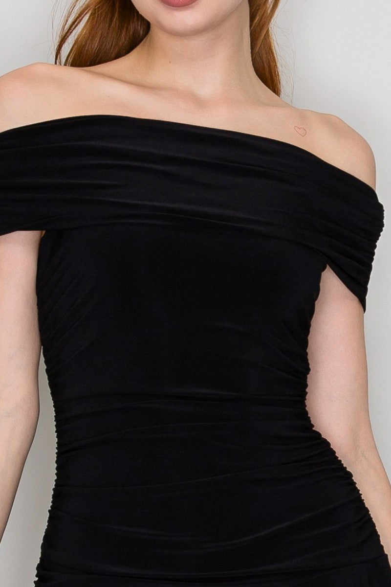 Off-shoulder Ruffled Mini Dress