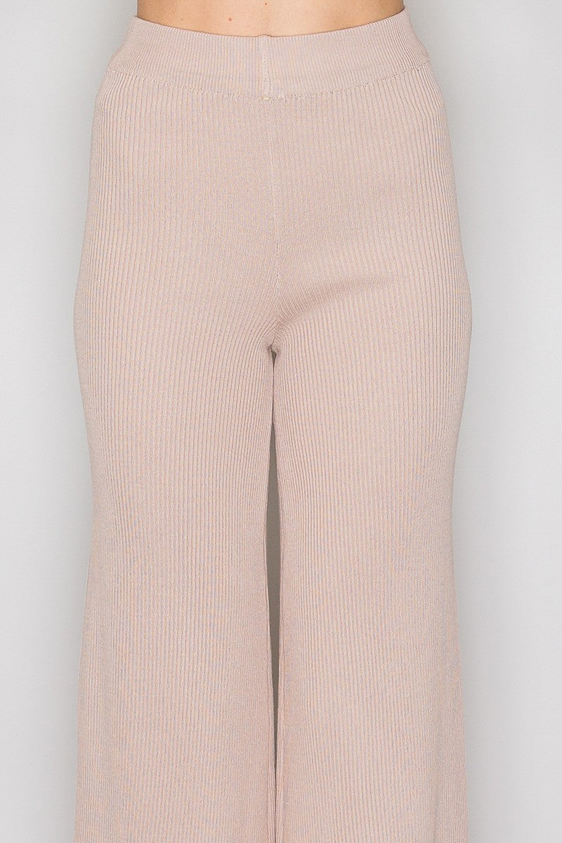 high waist ribbed knit pants