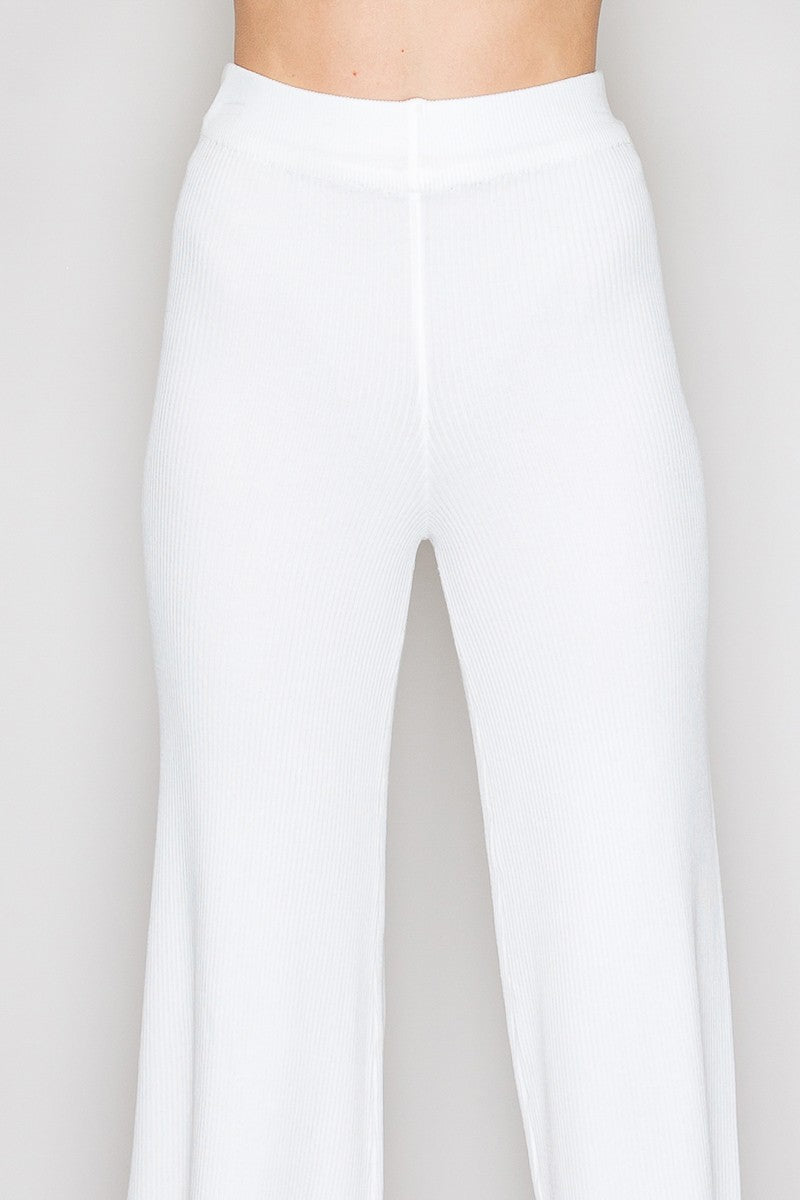 high waist ribbed knit pants