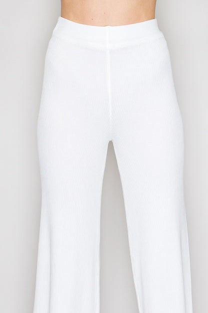 high waist ribbed knit pants