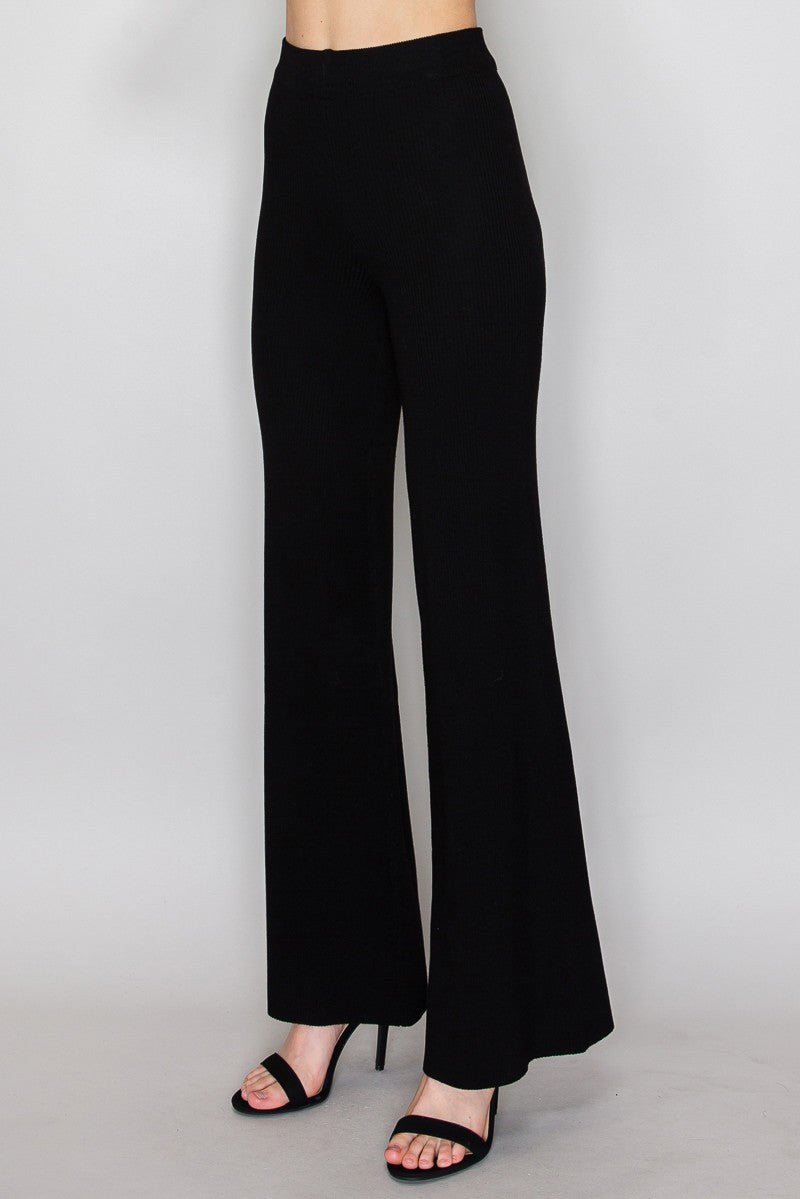 high waist ribbed knit pants