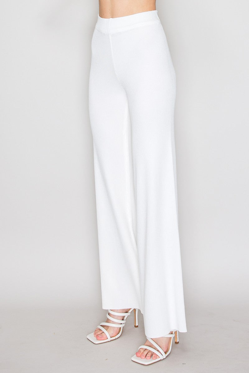 high waist ribbed knit pants