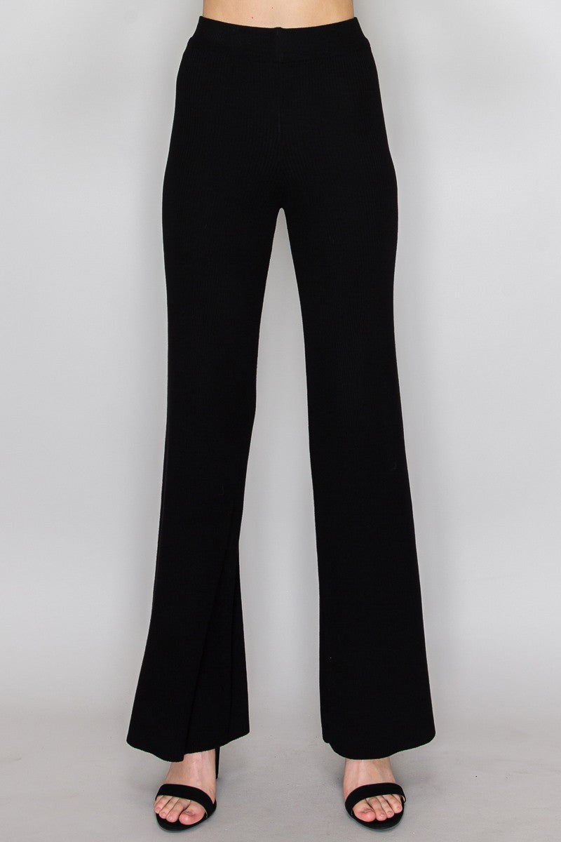high waist ribbed knit pants