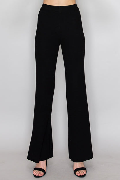 high waist ribbed knit pants
