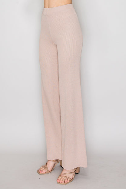 high waist ribbed knit pants