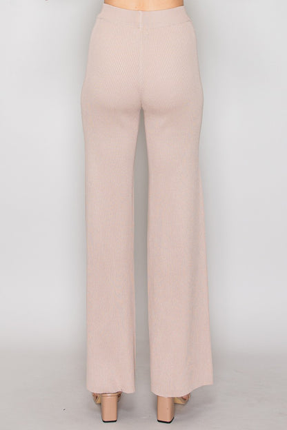 high waist ribbed knit pants