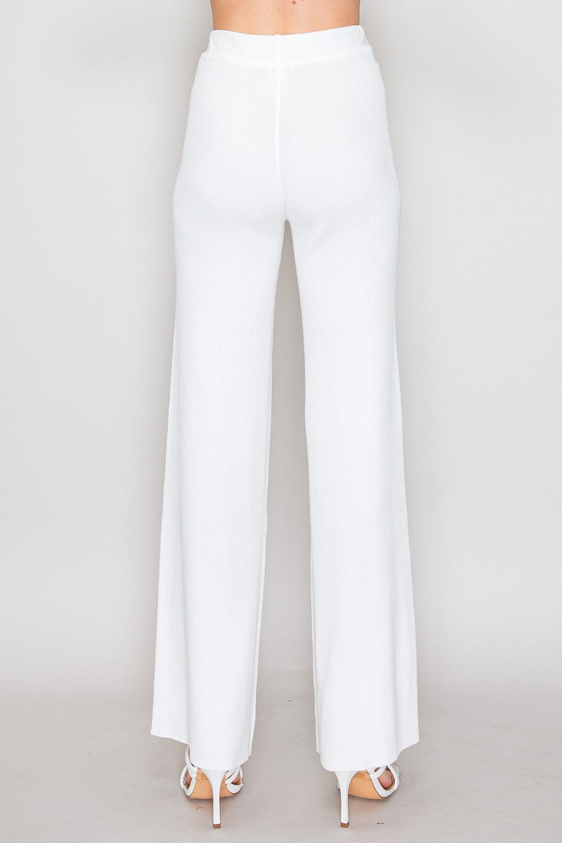 high waist ribbed knit pants