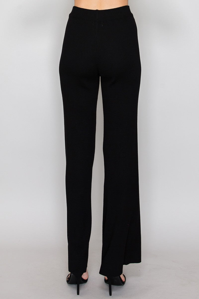 high waist ribbed knit pants