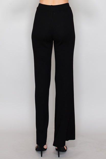 high waist ribbed knit pants