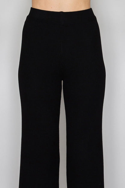 high waist ribbed knit pants