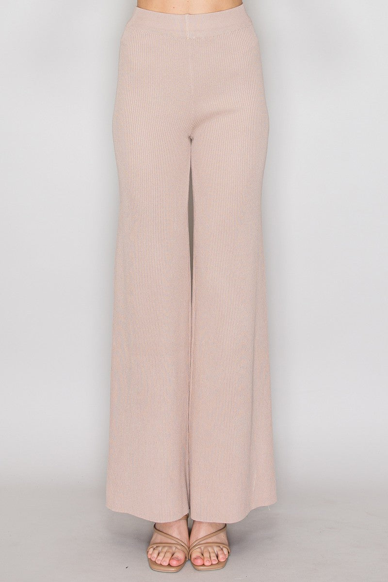 high waist ribbed knit pants