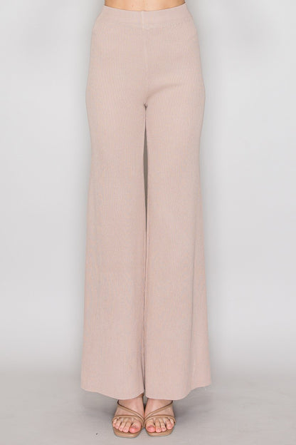 high waist ribbed knit pants