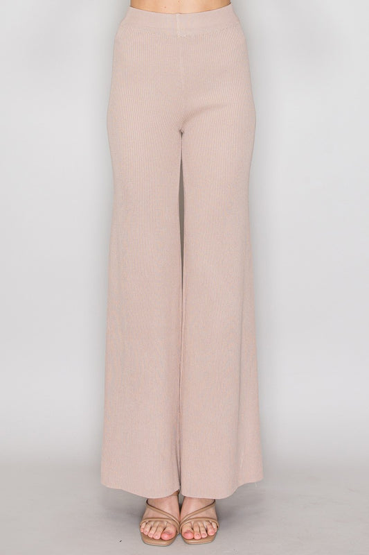 high waist ribbed knit pants