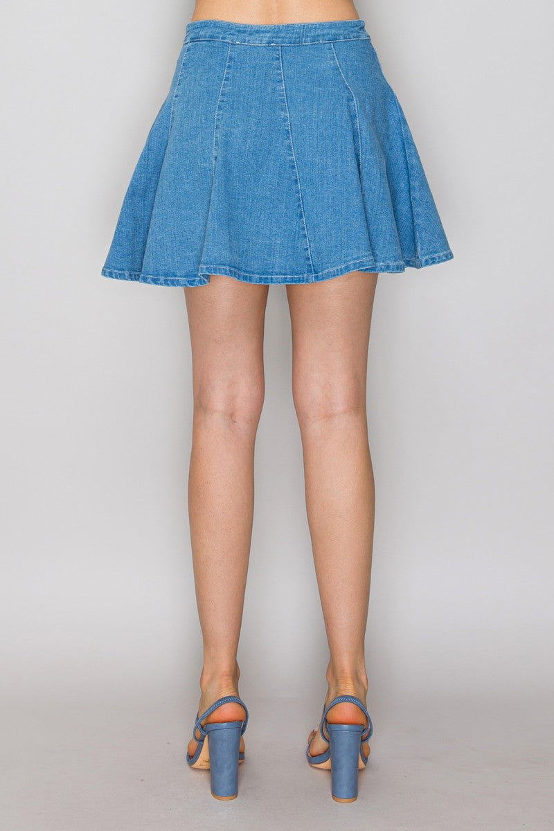 Denim Flare Mini Skirt