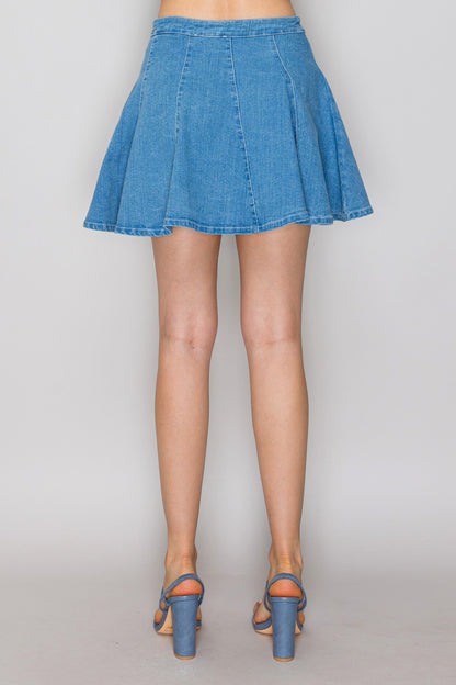 Denim Flare Mini Skirt