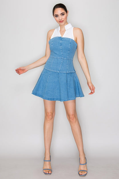 Denim Flare Mini Skirt