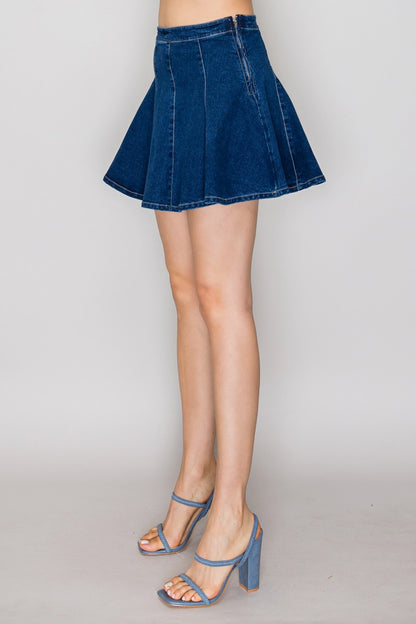 Denim Flare Mini Skirt