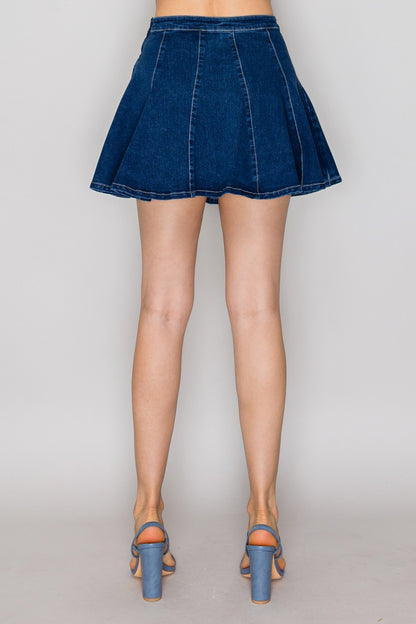 Denim Flare Mini Skirt