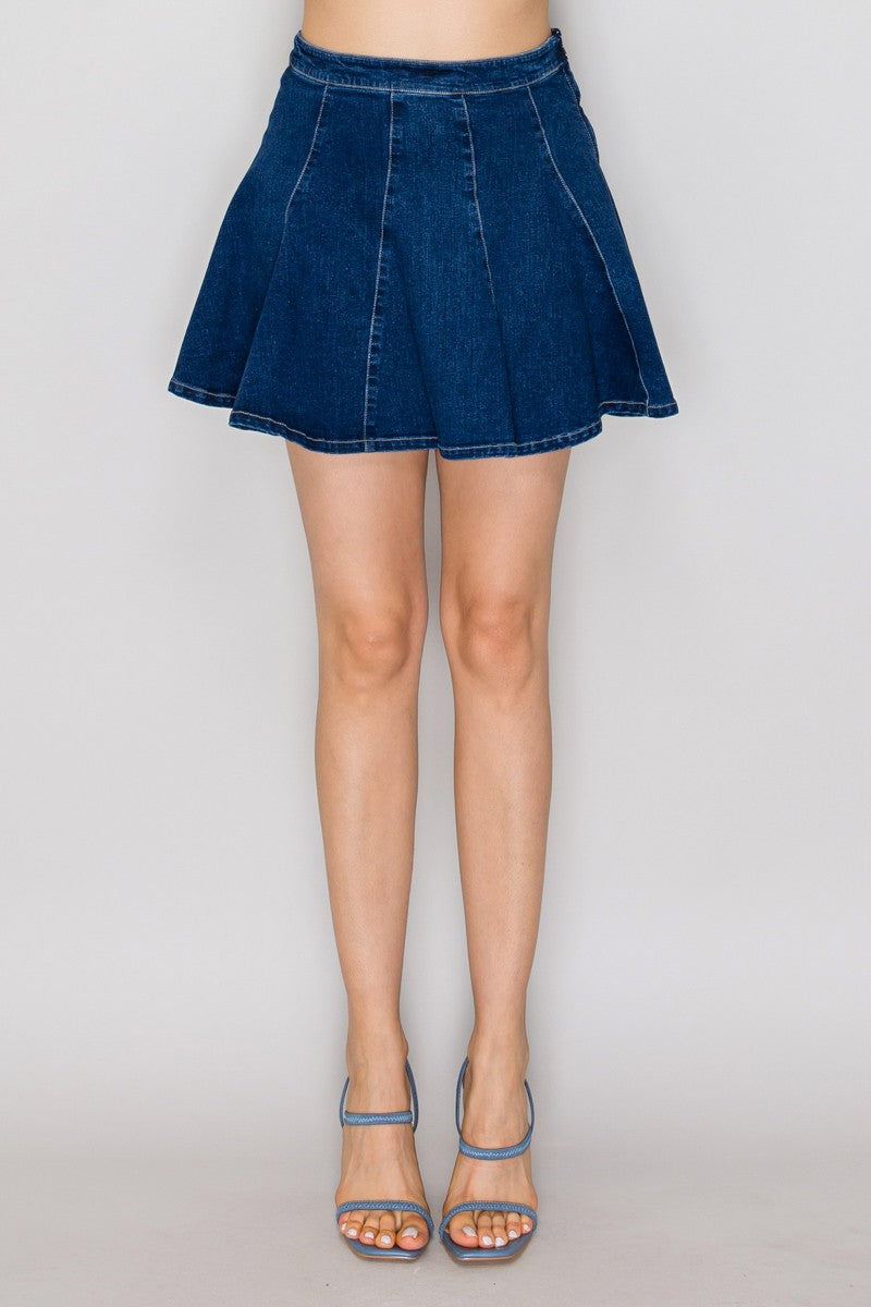 Denim Flare Mini Skirt