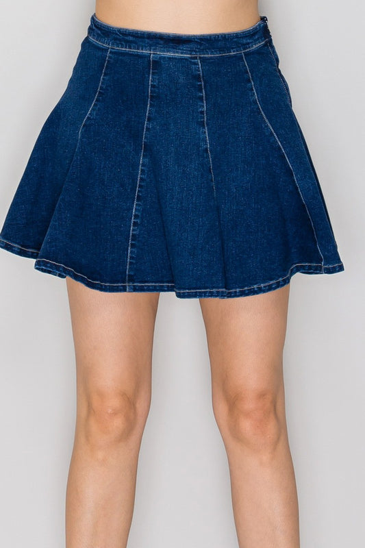 Denim Flare Mini Skirt